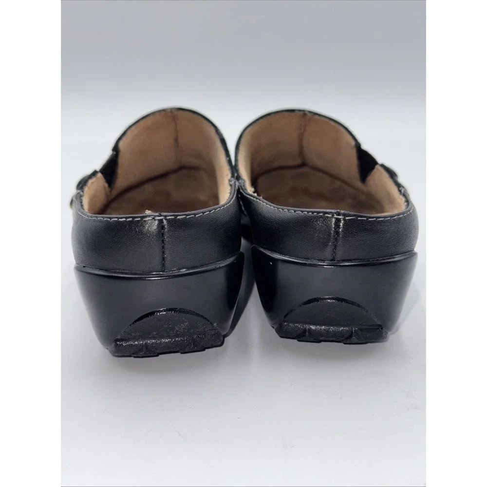 Naturalizer Black Leather Suede JOYFUL Mule Slip On Women's Size 4.5M Square Toe